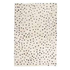 Hoogpolig vloerkleed - Grand Dots Creme/Zwart - product