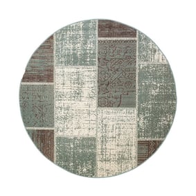 Rond patchwork vloerkleed - Spring Groen/Grijs - product