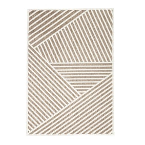 Modern binnen- en buitenkleed - Nori Lines Wit/Taupe - product