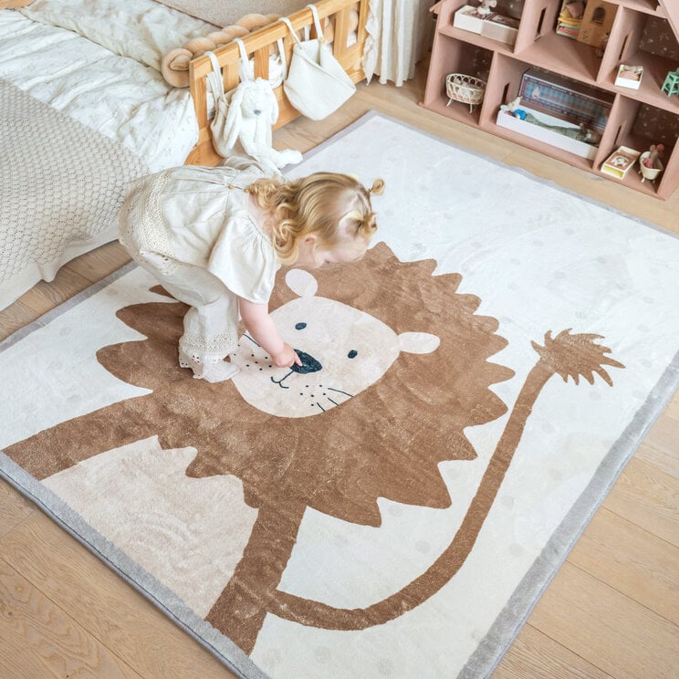 Wasbaar kindervloerkleed - Simba Lion Bruin