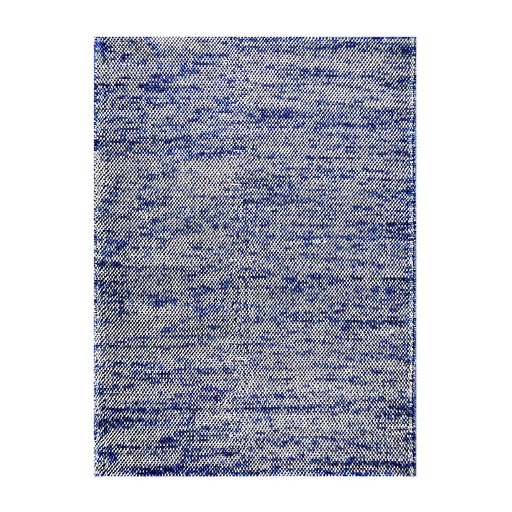 Wollen vloerkleed - Lucien Blauw/Wit