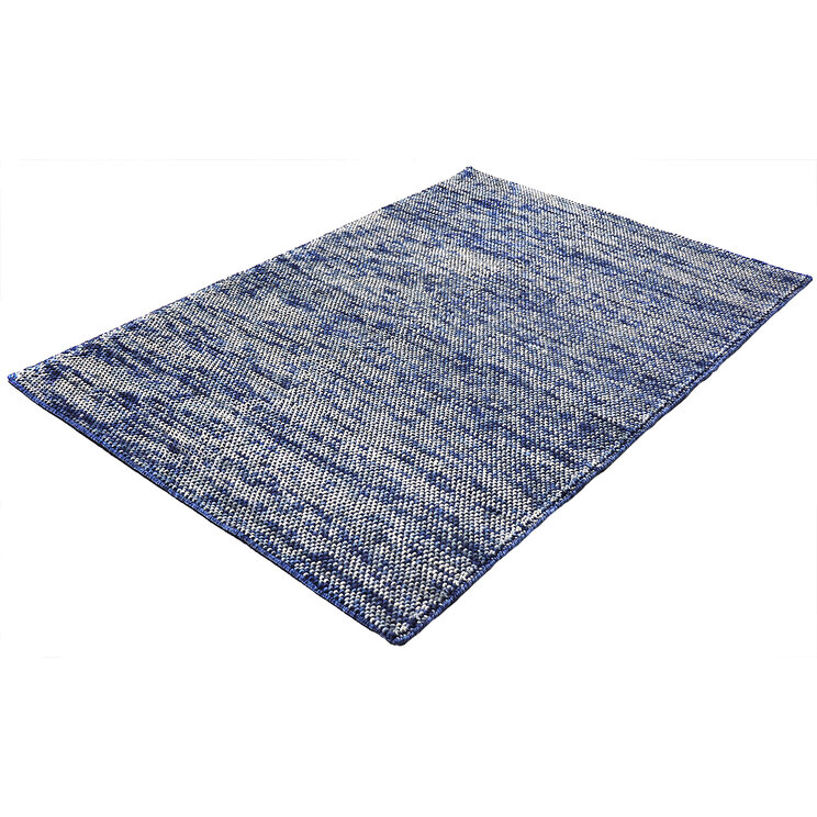 Wollen vloerkleed - Lucien Blauw/Wit - product