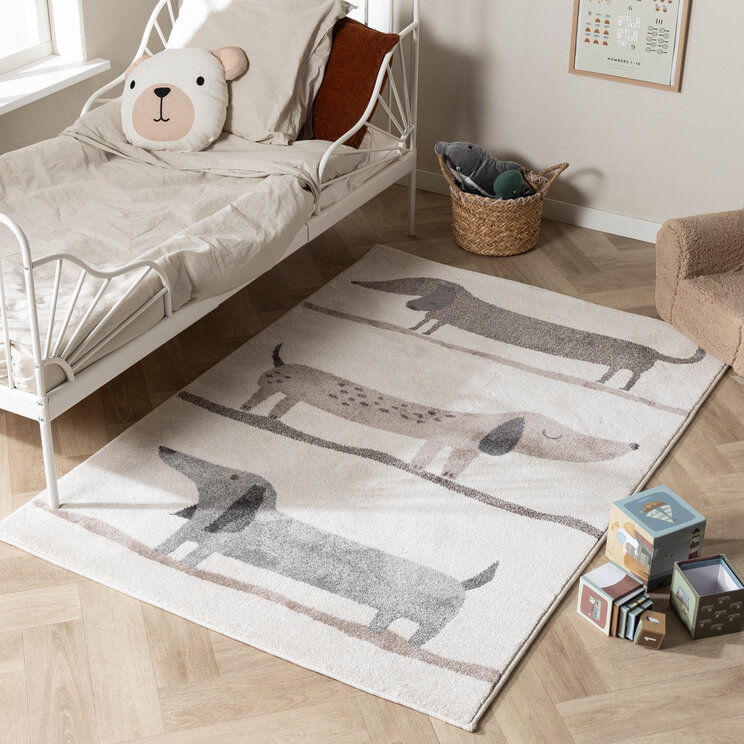 Kinderkamer vloerkleed - Bowie Hond Creme