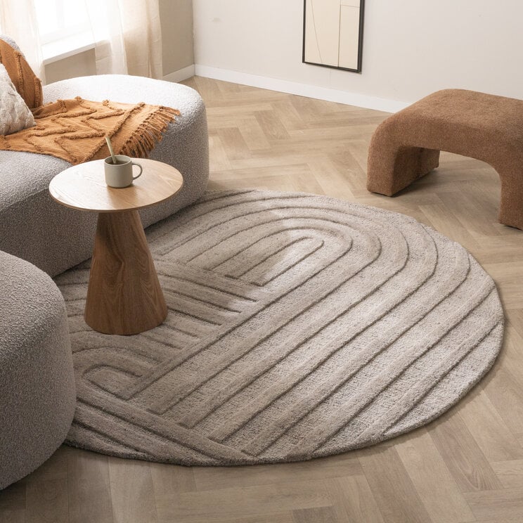 Rond wollen vloerkleed - Vienna Taupe