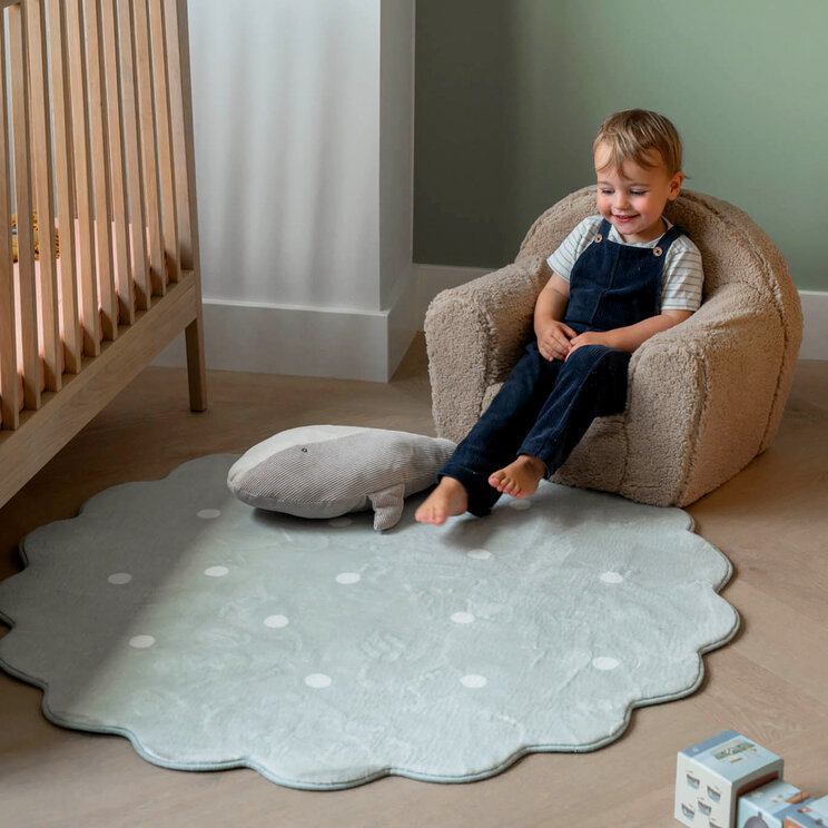 Rond wasbaar vloerkleed - Cloudy Stippen Mint