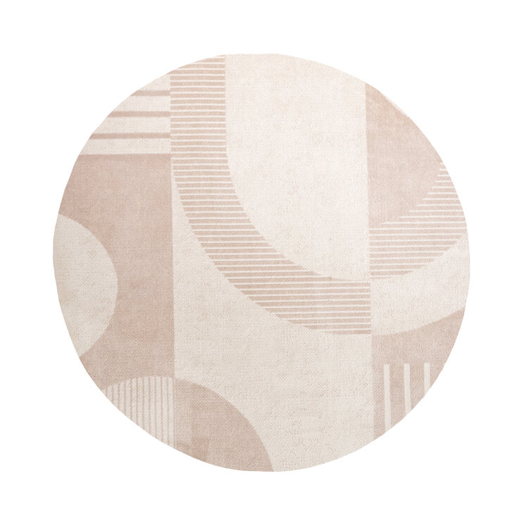 Rond Japandi vloerkleed - Aurora Shapes Beige - product