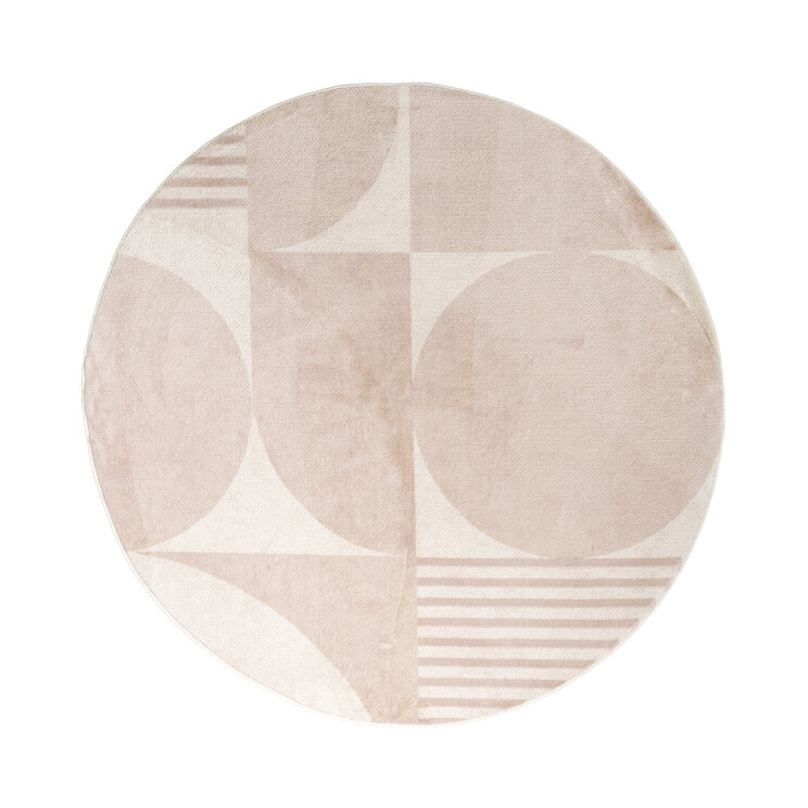 Rond Japandi vloerkleed - Aurora Circles Beige - product