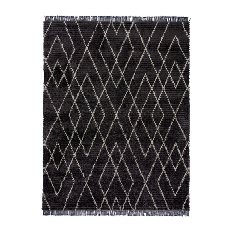 Berber vloerkleed - Aisho Zizag Zwart - product