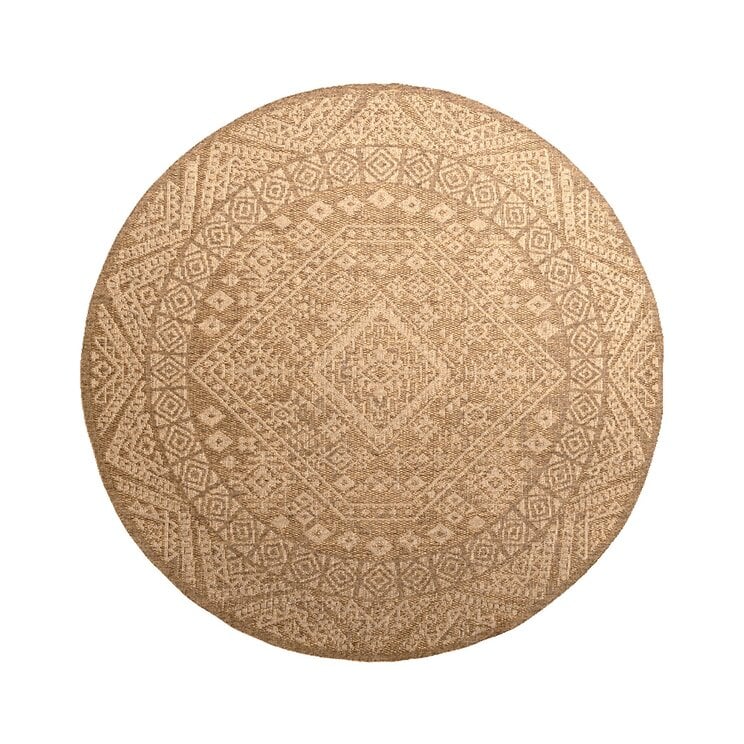 Rond jute buitenkleed - Mavi Medaillon Bruin/Creme  - product