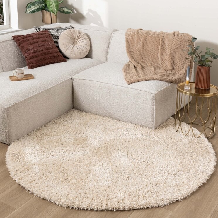 Rond Shaggy vloerkleed - Blaze Beige