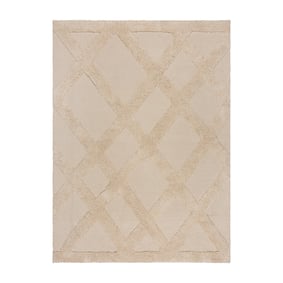 Wollen vloerkleed beige - Tiddo Zigzag  - product