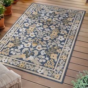 Binnen- & buitenvloerkleed - Bloom Oriental Blauw