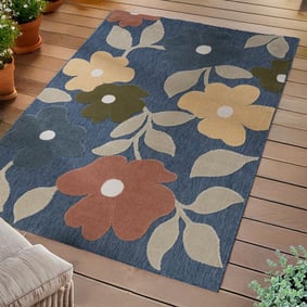 Binnen- & buitenvloerkleed - Bloom Flowers Blauw 