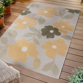 Binnen- & buitenvloerkleed - Bloom Flowers Geel 