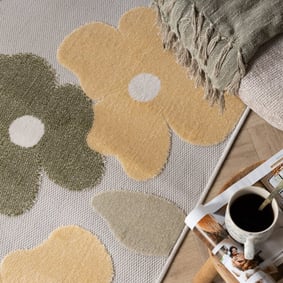 Binnen- & buitenvloerkleed - Bloom Flowers Geel  - product