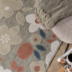 Binnen- & buitenvloerkleed - Bloom Floral Taupe - product