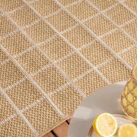 Jute buitenkleed - Daisy Blocks Wit - product