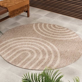 Rond In- & Outdoor vloerkleed - Sierra Arches Beige/Creme