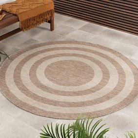 Rond In- & Outdoor vloerkleed - Sierra Frame Beige/Creme