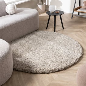 Rond hoogpolig vloerkleed - Yves Beige