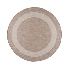 Rond In- & Outdoor vloerkleed - Sierra Border Beige/Creme - product