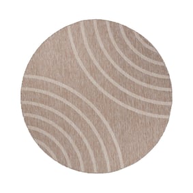 Rond In- & Outdoor vloerkleed - Sierra Curves Beige/Creme - product