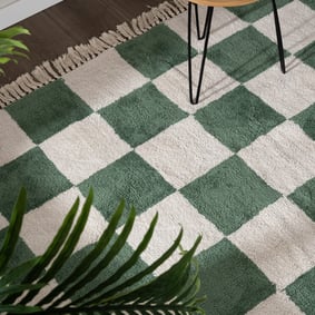 Checkerboard vloerkleed - Blox Fringe Groen - product