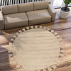 Rond bohemian vloerkleed - Basai Fringe 325 Naturel - thumbnail