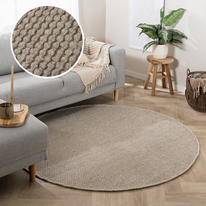 Rond wollen vloerkleed - Bliss Beige/Bruin