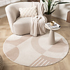 Rond Japandi vloerkleed - Aurora Shapes Beige - thumbnail