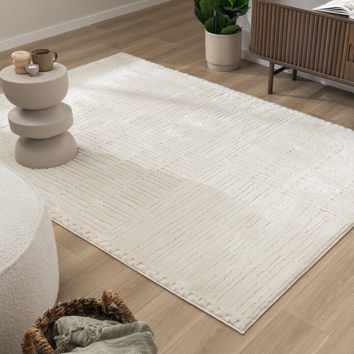 Scandinavisch vloerkleed - Yune Lines Creme