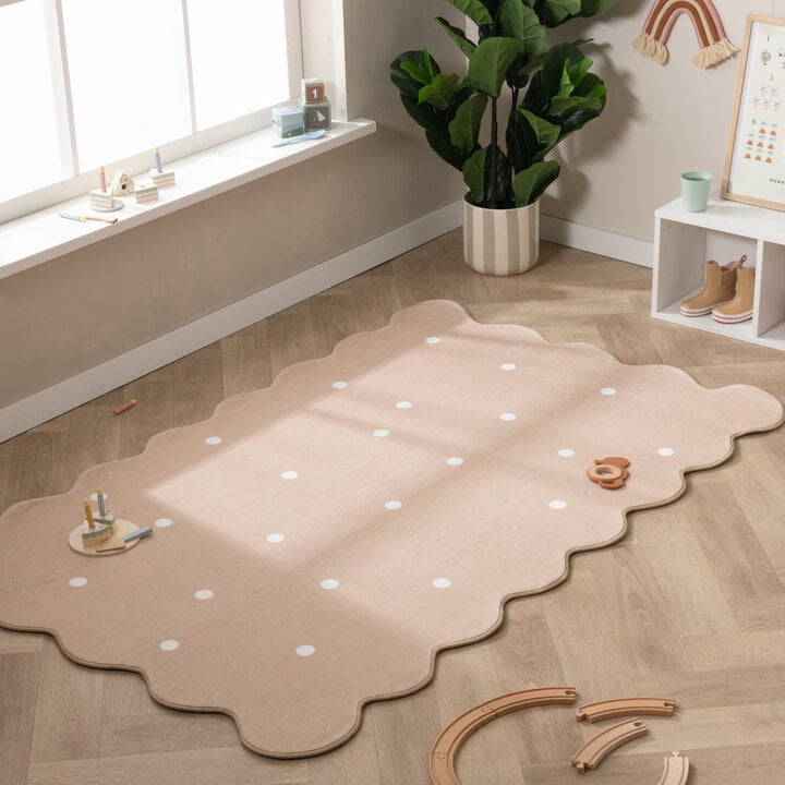 Wasbaar vloerkleed - Cloudy Stippen Beige