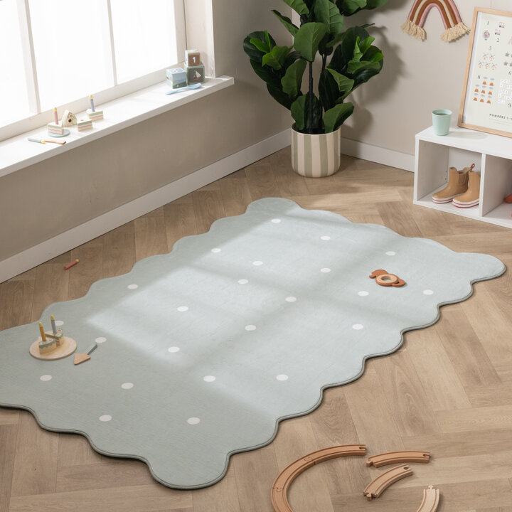 Wasbaar vloerkleed - Cloudy Stippen Mint