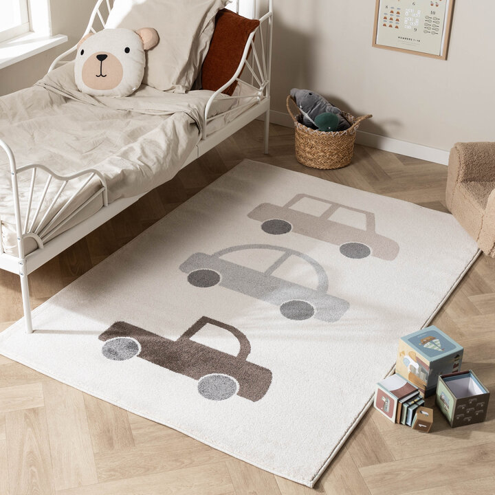 Kinderkamer vloerkleed - Bowie Auto Creme