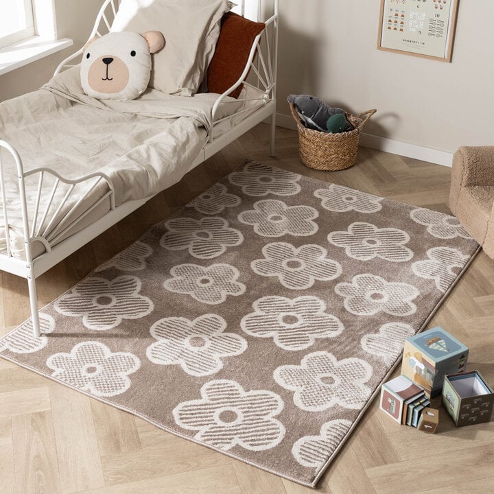 Kinderkamer vloerkleed - Bowie Bloem Taupe