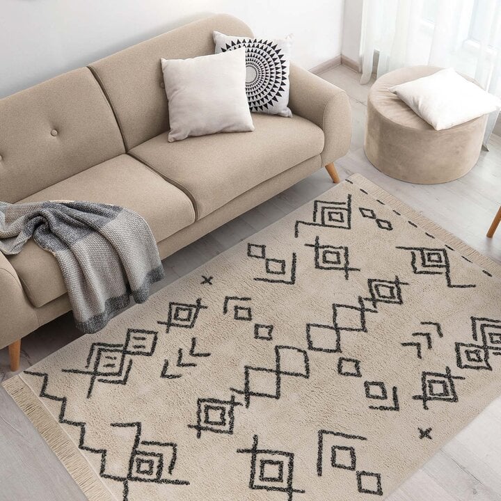 Geometrisch vloerkleed - Lymo 325 Creme/Zwart 