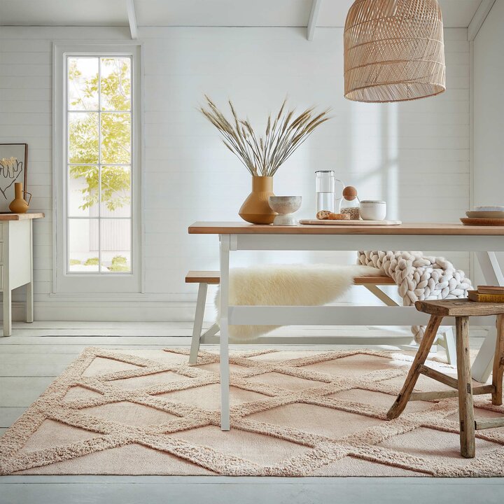 Wollen vloerkleed beige - Tiddo Zigzag 