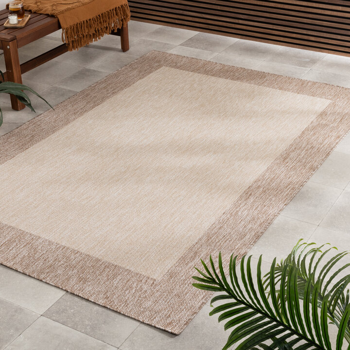 In- & Outdoor buitenkleed - Sierra Border Creme/Beige