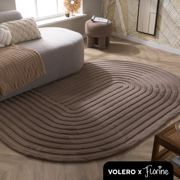 Volero x Florine vloerkleed - Flowy Lines Taupe