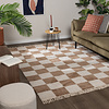 Checkerboard vloerkleed - Blox Fringe Beige - thumbnail